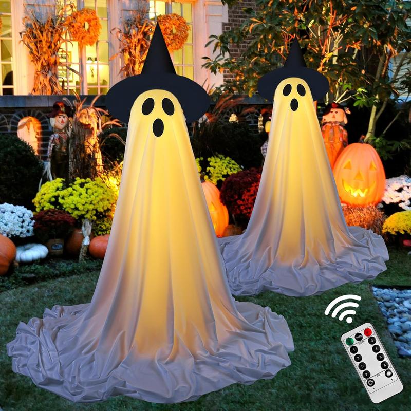 Light-up Ghost Halloween Decoration, Remote Control 2-Piece Set